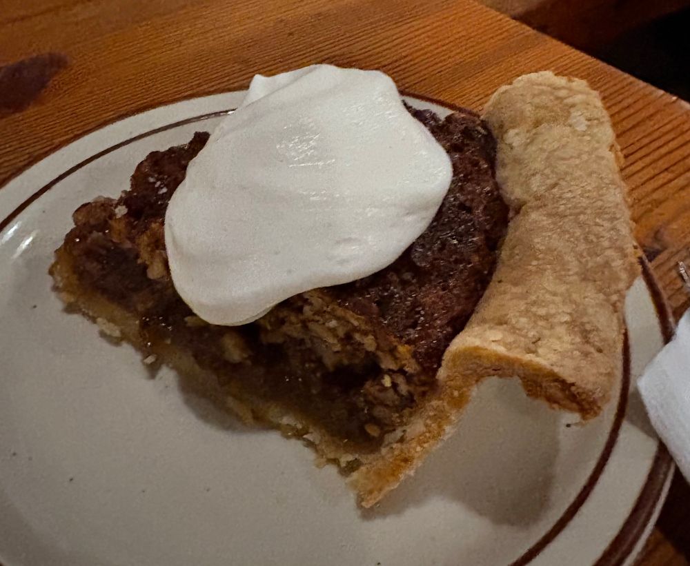 pecan pie and whipped cream 