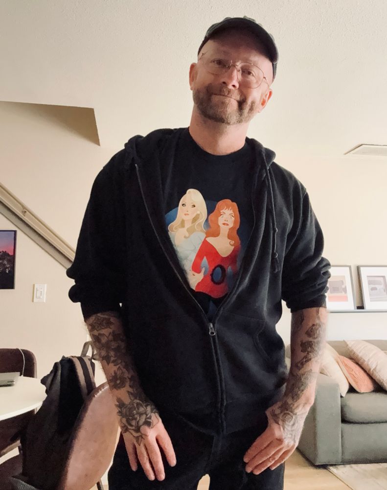 me in a Black Death Becomes Her t-shirt and black hoodie 