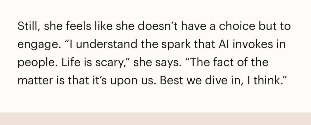 Still, she feels like she doesn't have a choice but to engage. 