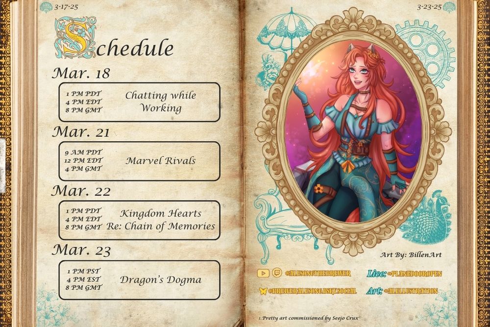 Mar 18   1 PM PST Lego Handcam: Tranquil Tea Garden
Mar 21   9 AM PST Marvel Rivals
Mar 22   1 PM PST Kingdom Hearts Re:Chain of Memories
Mar 23   1 PM PST Dragon’s Dogma