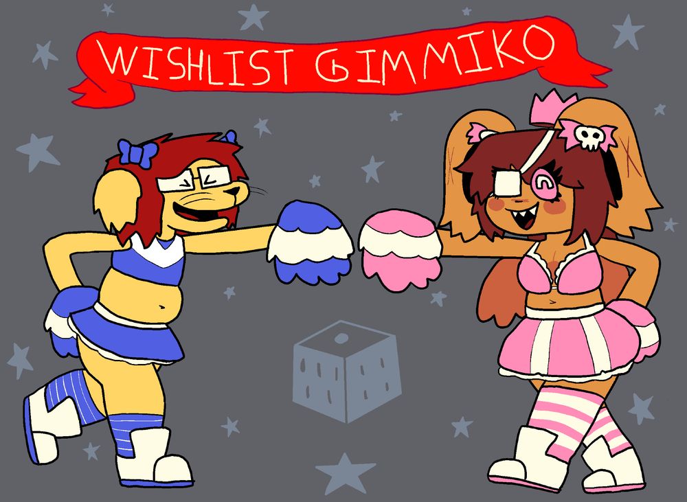 Two gay little furries in cheerleader uniforms. WISHLIST GIMMIKO