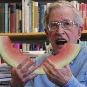 Mr. Chomsky Noaming a watermelon