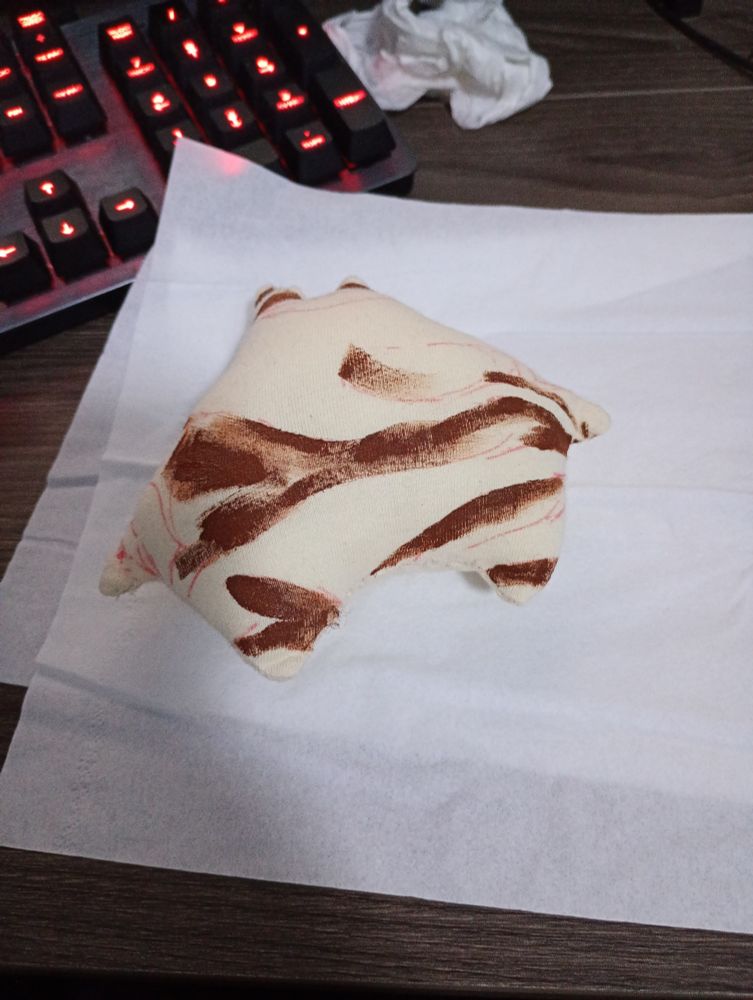 Work in progress photo of a plushie.