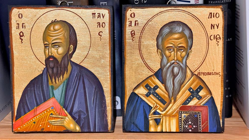 Traditional Greek cons of St Paul and St Dionysius the Areopagite.