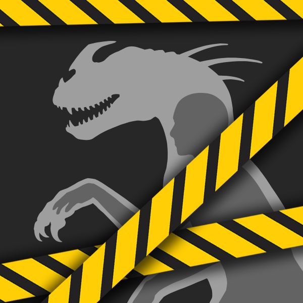 Mythimorph logo with caution tape