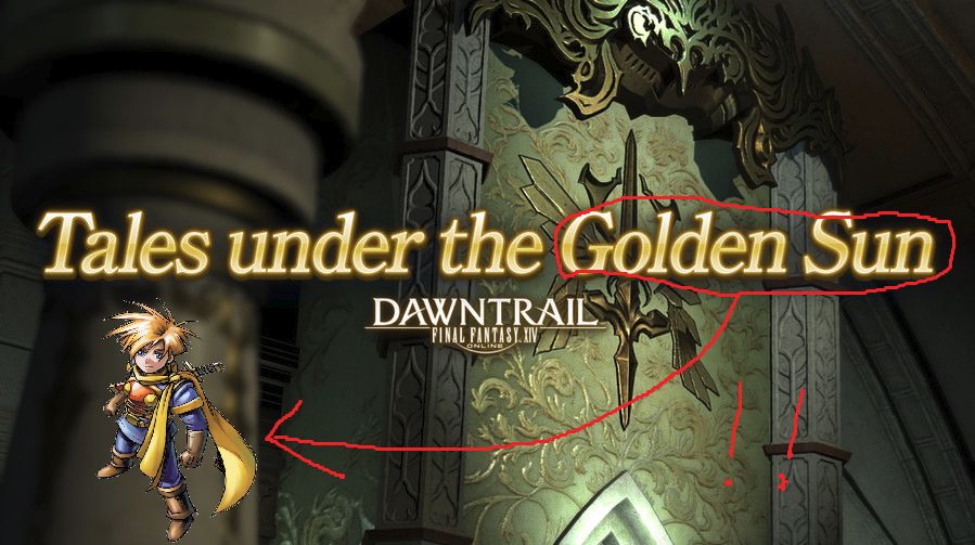 A picture of the character Isaac from Golden Sun, edited into a screencap from a new series of stories for Final Fantasy XIV.