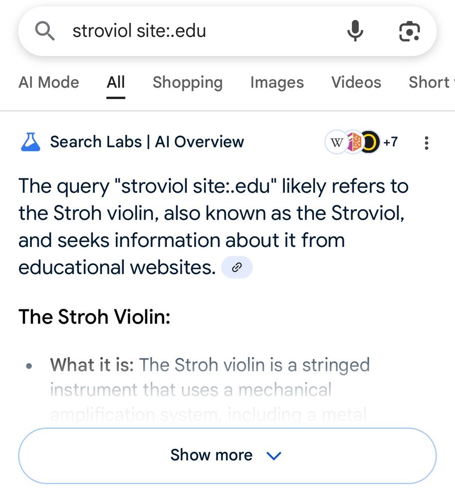 Google’s AI response for a query using a site command, which includes information about the query itself before attempting to provide any useful information 