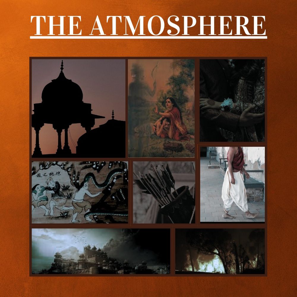 On an orange background, this is a collage of the atmosphere that my novel gives. While there are light moments, many topics are heavy, including the burning of the Khandava Forest, Satyavan's death, and the inclusion of Naraka, Realm of the Dead. There are also points of the scenery of Ancient India, the romance between Savitri and Suman, and a glimpse of important objects in the story such as the bow and arrow.
On an orange background, this is a collage of the atmosphere that my novel gives. While there are light moments, many topics are heavy, including the burning of the Khandava Forest, Satyavan's death, and the inclusion of Naraka, Realm of the Dead. There are also points of the scenery of Ancient India, the romance between Savitri and Suman, and a glimpse of important objects in the story such as the bow and arrow.
On an orange background, this is a collage of the atmosphere that my novel gives. While there are light moments, many topics are heavy, including the burning of the Khandava Forest, Satyavan's death, and the inclusion of Naraka, Realm of the Dead. There are also points of the scenery of Ancient India, the romance between Savitri and Suman, and a glimpse of important objects in the story such as the bow and arrow.
On an orange background, this is a collage of the atmosphere that my novel gives. While there are light moments, many topics are heavy, including the burning of the Khandava Forest, Satyavan's death, and the inclusion of Naraka, Realm of the Dead. There are also points of the scenery of Ancient India, the romance between Savitri and Suman, and a glimpse of important objects in the story such as the bow and arrow.