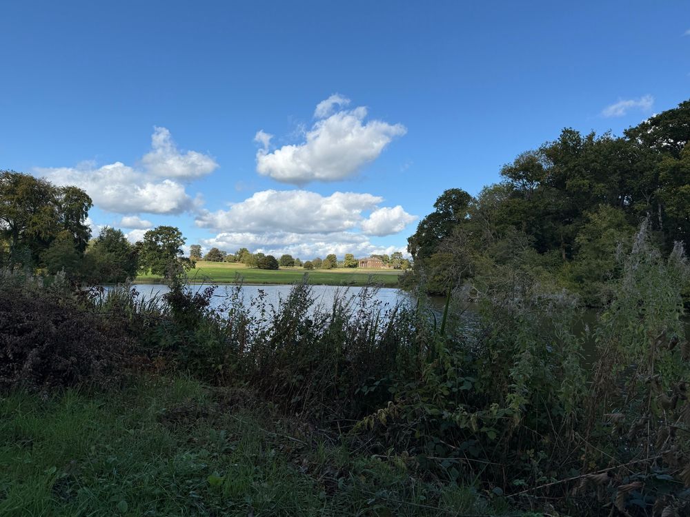 View of mansion from the lakeside. 