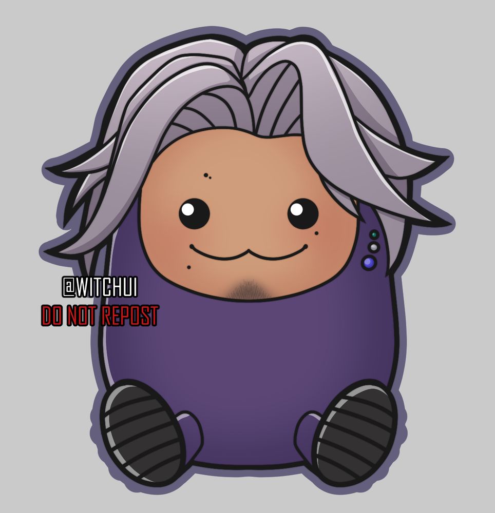 My friends farmer from Coral Island, Benny. Turned into a Squishmallow that reminds of an eggplant.
