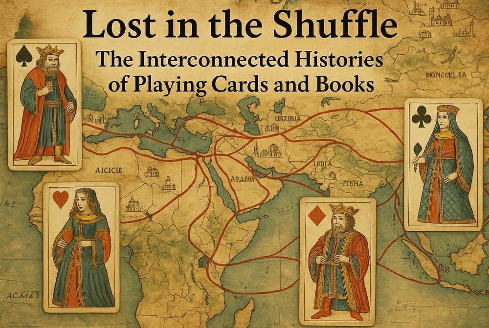 A map showing trade routes along which playing cards were traded 
