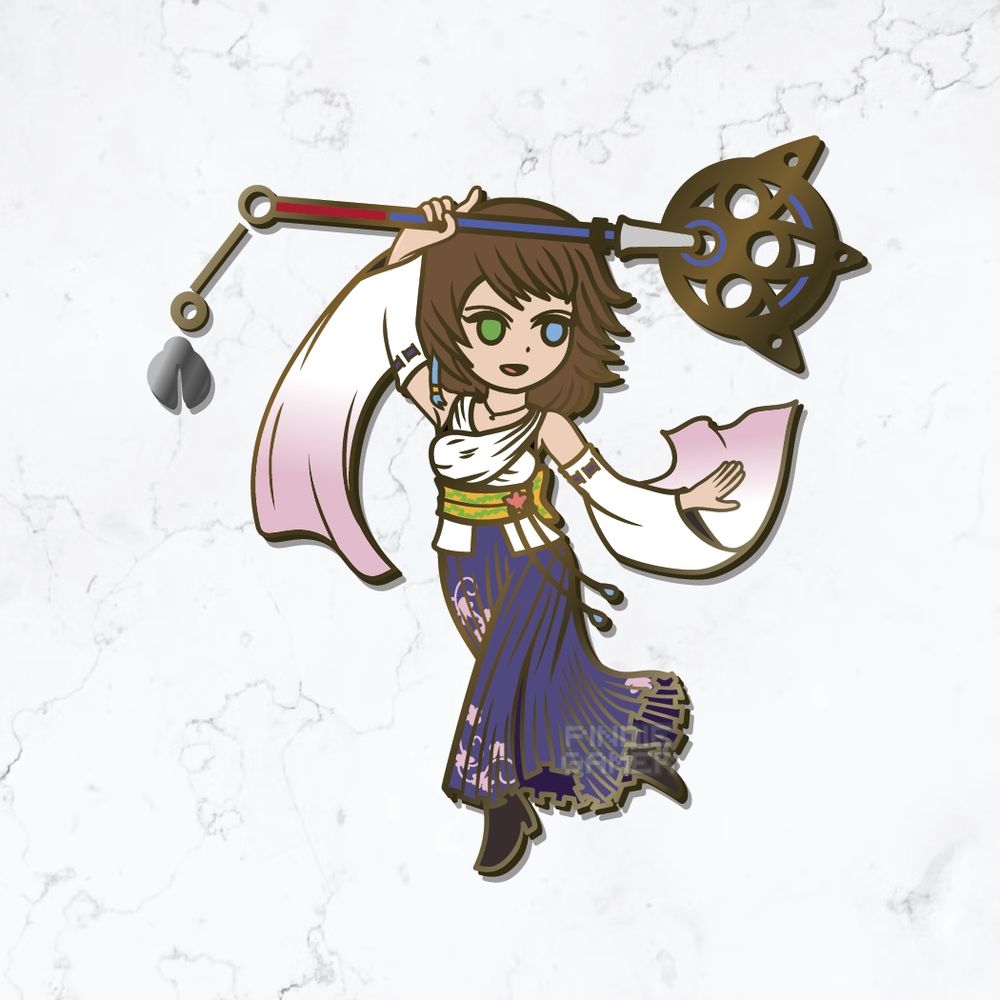 Enamel pin mock up of yuna final fantasy x