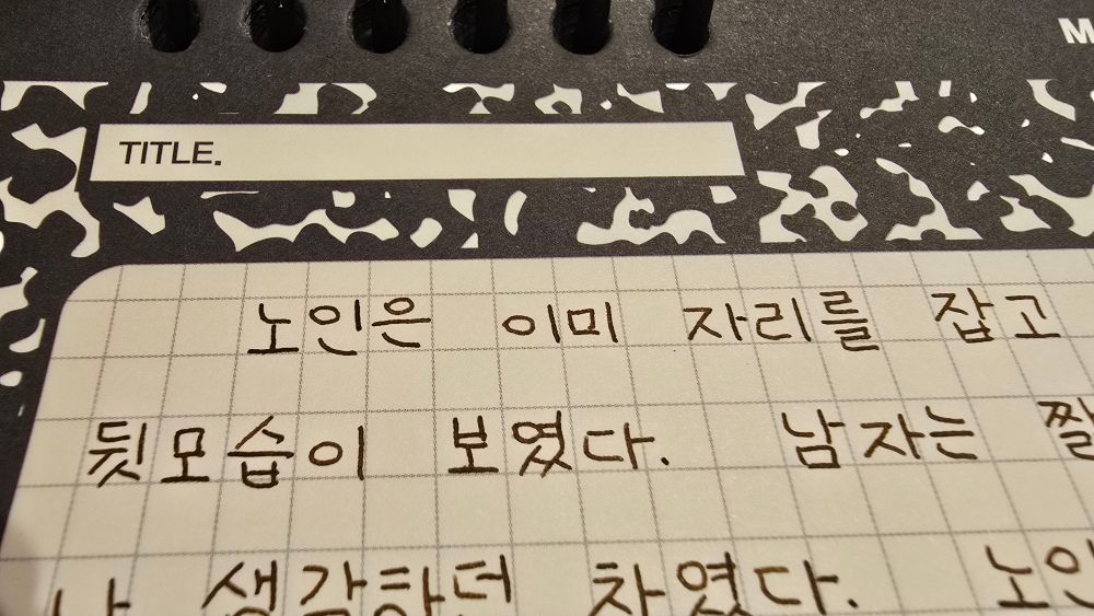 글씨 접사
노인은 이미 자리를 잡고
뒷모습이 보였다.