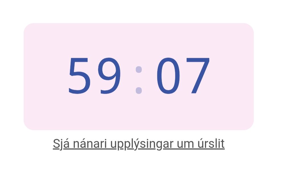 Skjáskot sem sýnir hlaupatímann 59:07