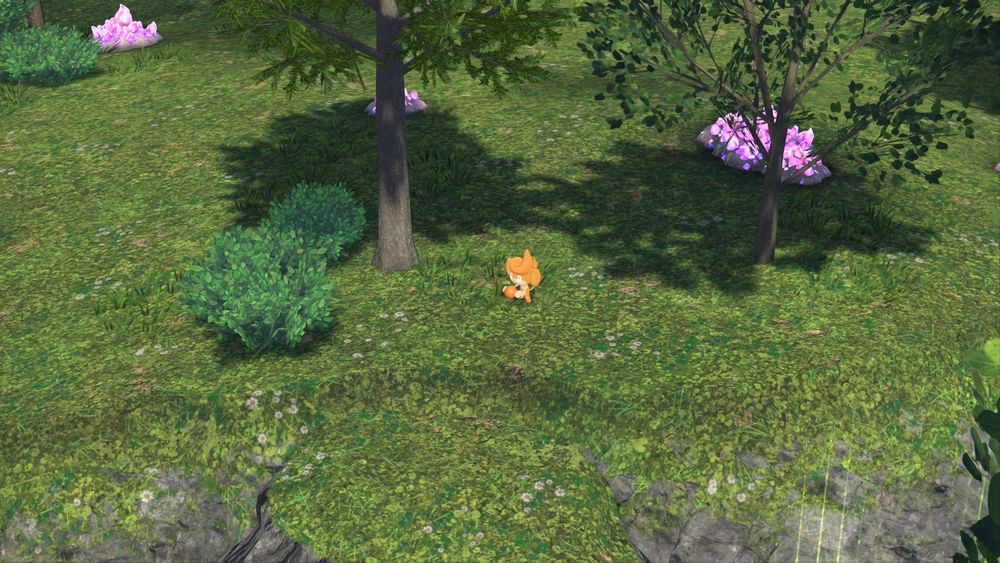 A shiny pansear snackin' on a berry thats the same color as himb