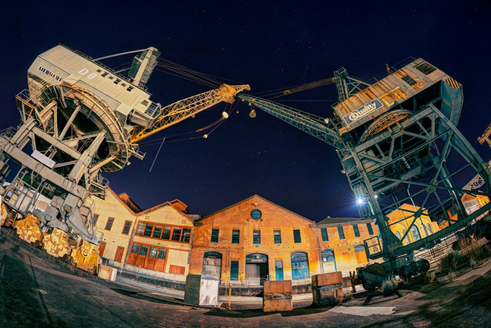 Dance of the Giants

We went to a small art exhibition in Vallejo, California, located in the San Francisco Bay Area. We invited our friend Jerry Downs for dinner at an Italian restaurant. After that he showed us around the historical Mare Island Naval Shipyard at night. What a delight!

-- ƒ/4.0, 12 mm, 2, 6, 20 sec, ISO 800, Sony A7 II, Rokinon 12mm F2.8, HDR, CC BY-NC-SA 4.0, © 2023 Peter Thoeny, @Quality HDR Photography