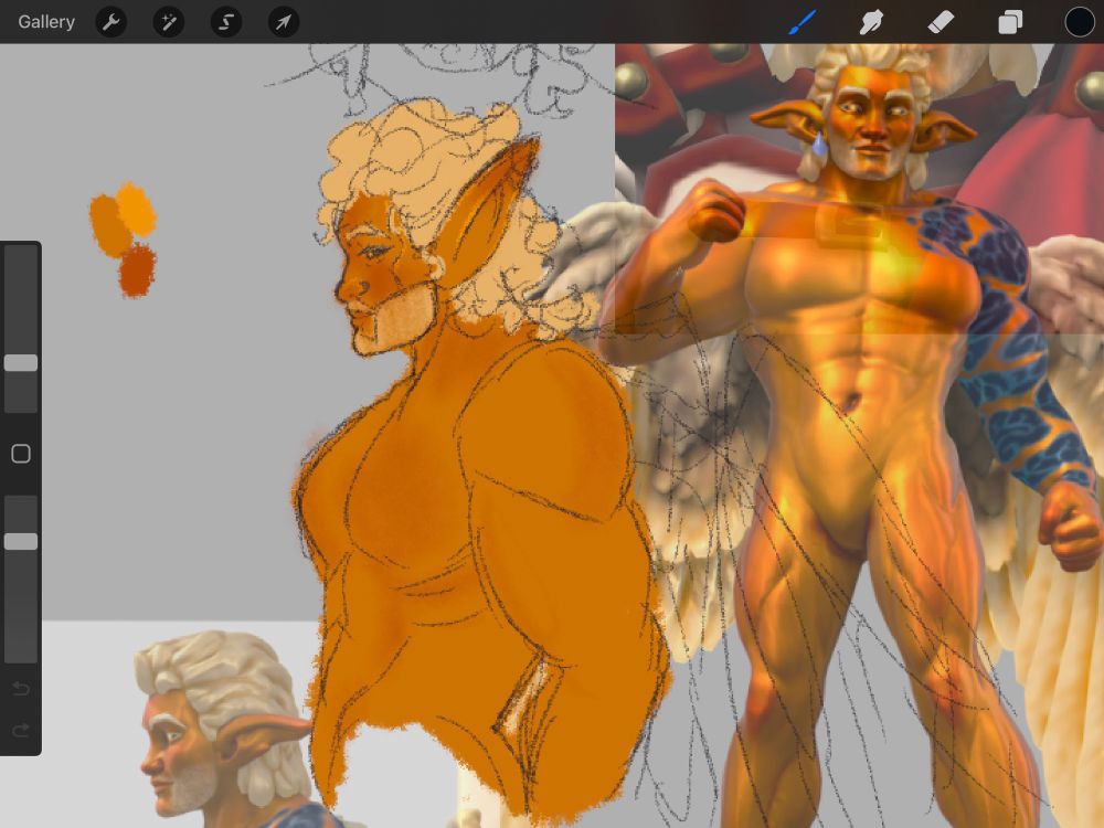 Raban in profile- golden skin and soft blonde hair