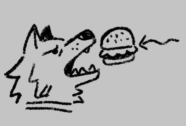 scorch opening his mouth while a burger levitates towards him