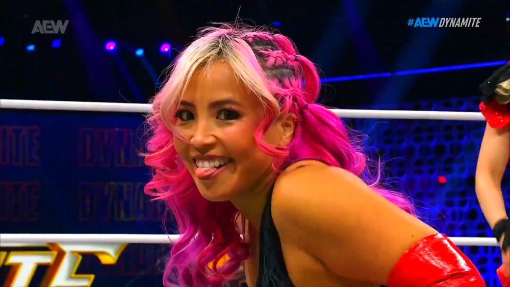 Mina Shirakawa stocking her tongue out and smiling