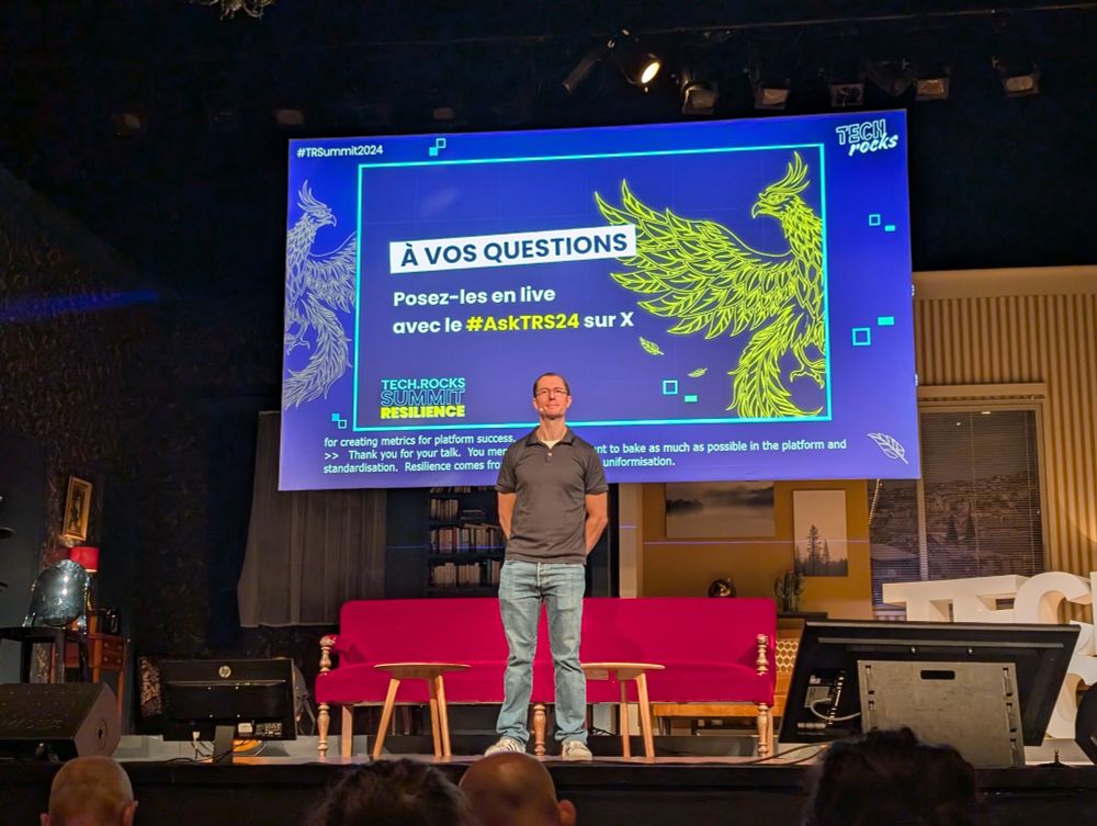 Photo of Daniel Bryant during his talk in TechRocksSummit2024