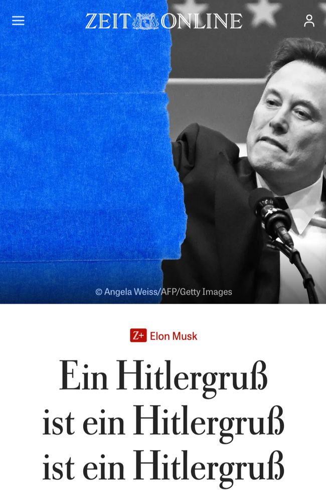 Screenshot of Zeit Online headline: "Ein Hitlergruß ist ein Hitlergruß ist ein Hitlergruß."