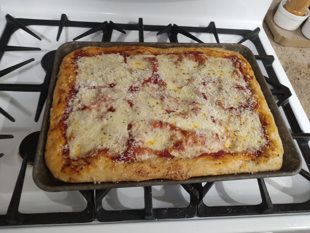 finished Sicilian pizza