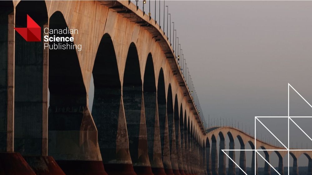 Confederation Bridge in PEI, Canada. The Canadian Science Publishing logo sits in the top left corner and the Canadian Science Publishing blaze emblem sits in the bottom right.
