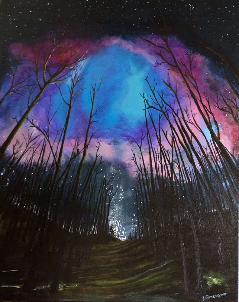 “Owl In The Woods”, 16” x 20”, acrylic on canvas