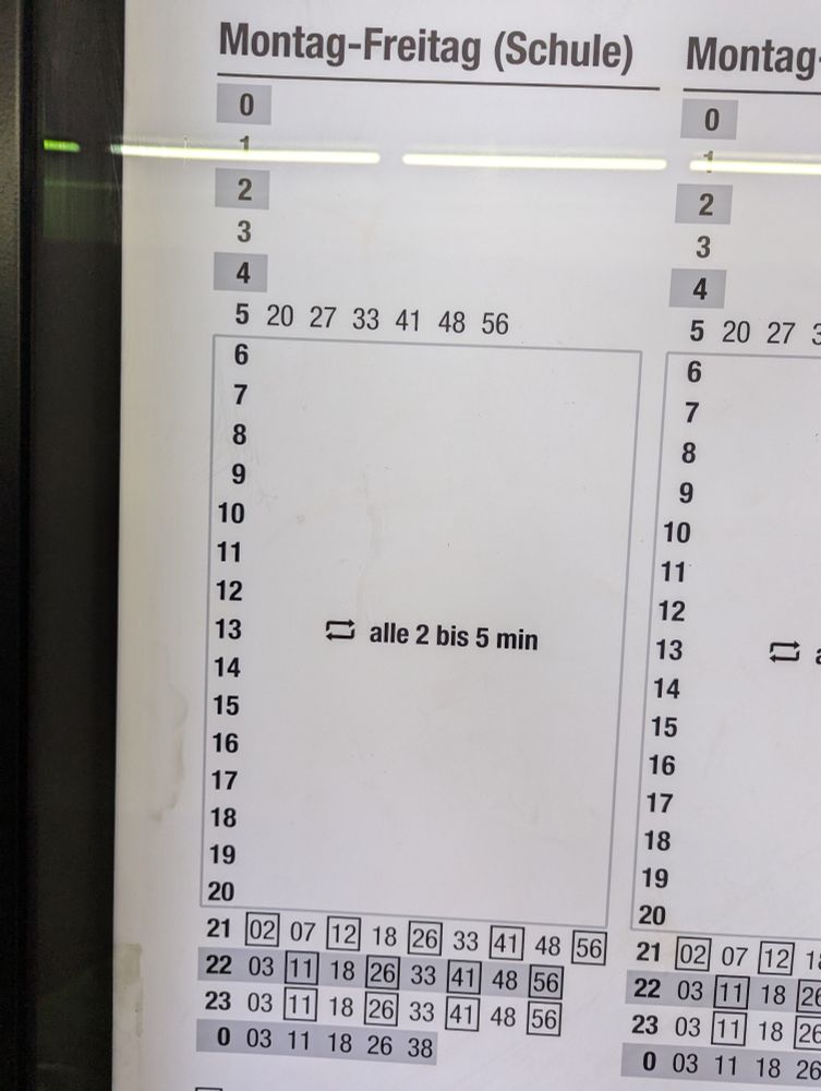 Der Aushang in der Ubahnstation, nach dem alle 2 bis 5 Minuten ein Zug fahren sollte.