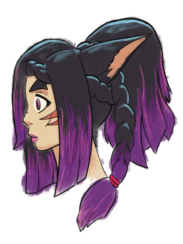 A side portrait of my final fantasy 14 character.