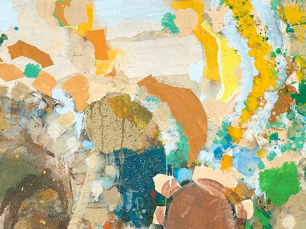 Detail from Painting: Lichenscape (2024)
Media: Acrylic, Sand, Fabric, Paper, Sawdust on Jute
Artist: Michael Markwick