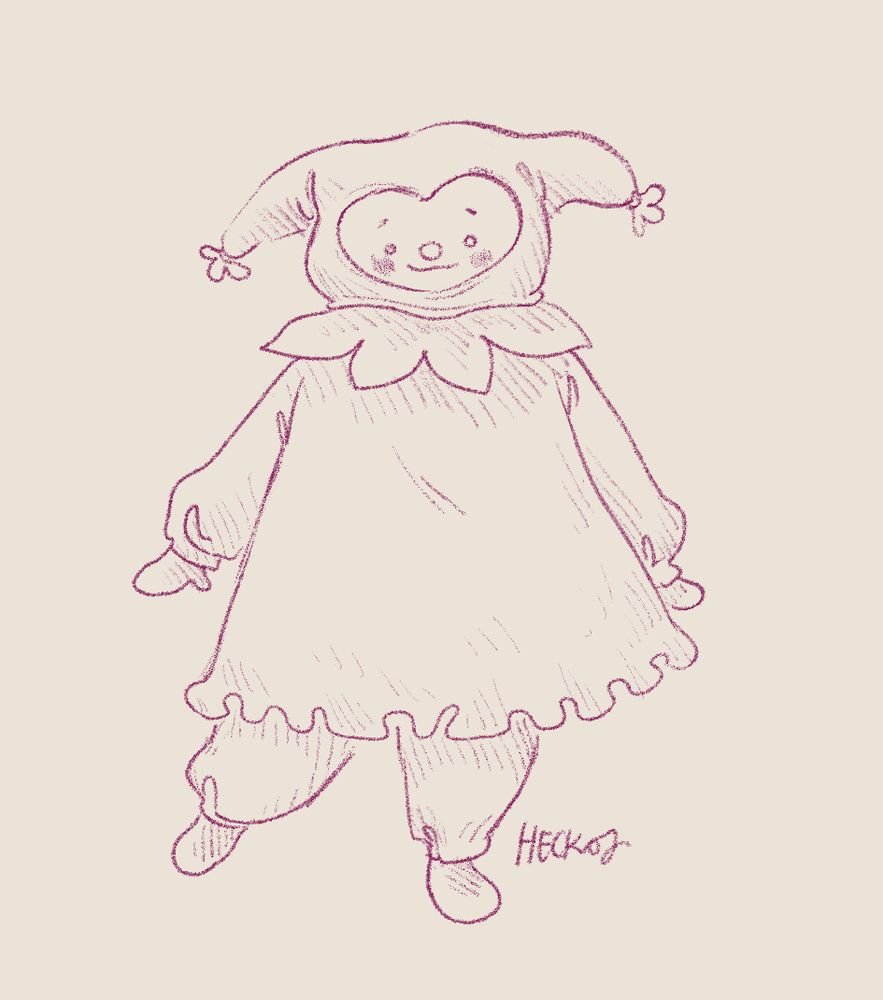 Full body drawing of a little jester guy