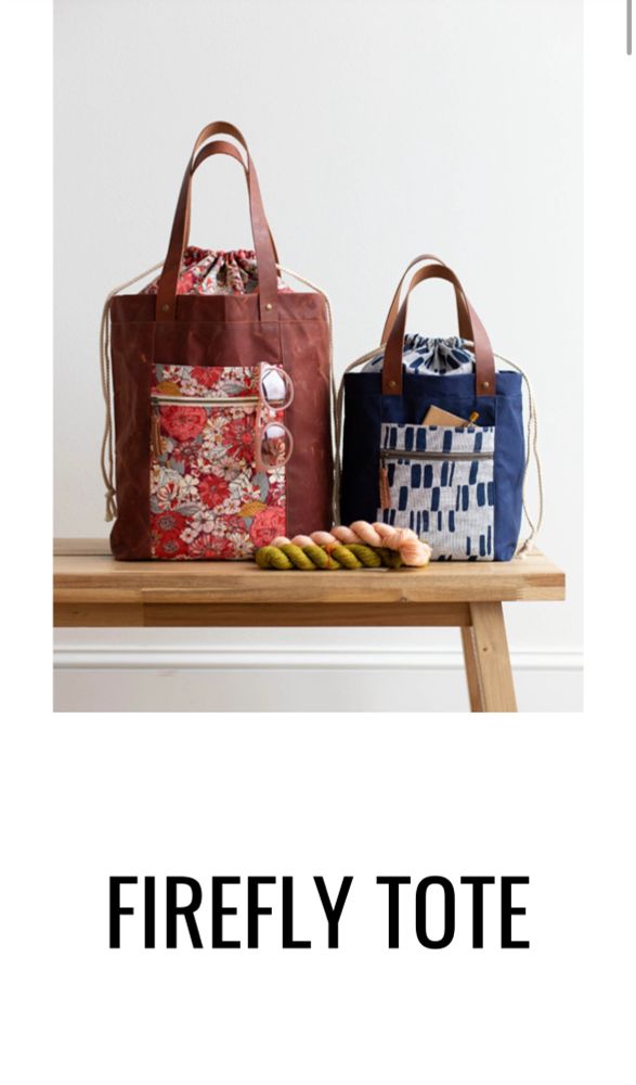 image shows the first page of the firefly tote sewing pattern by Nooodlehead