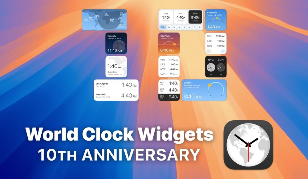 World Clock Widgets app: 10th anniversary.