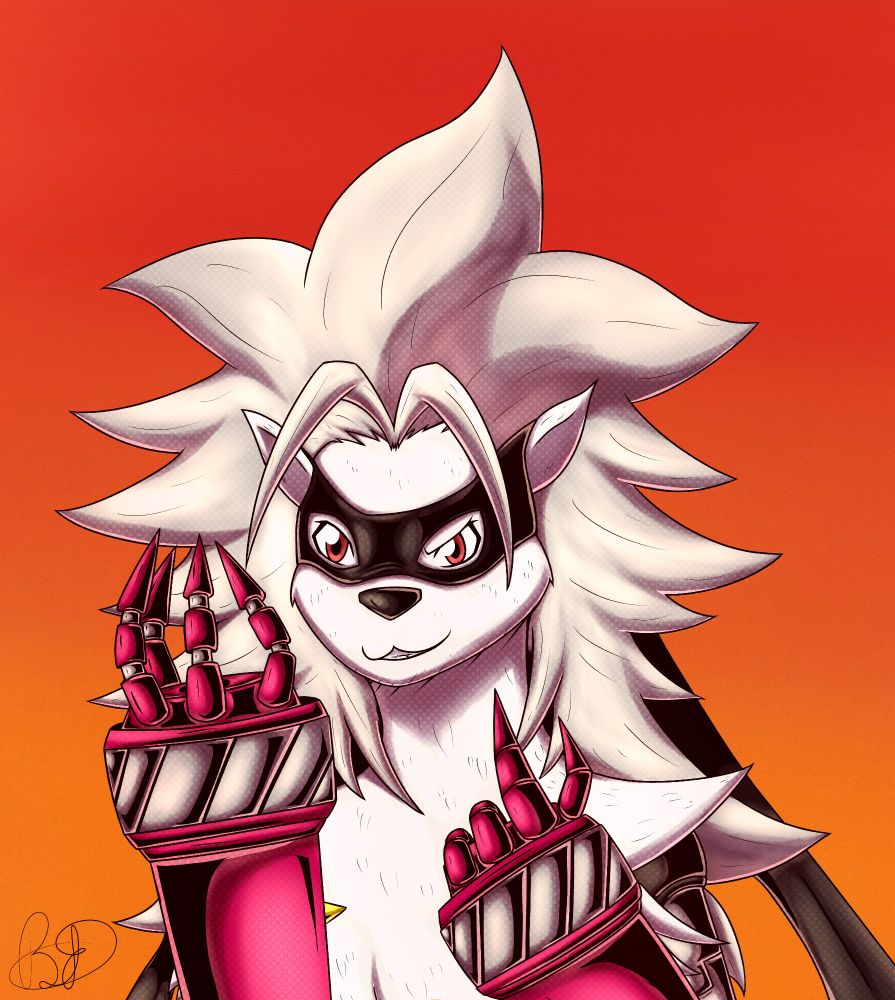 Digital art of a Digimon character, who is Wolvermon, that is making a Wolverine reference.