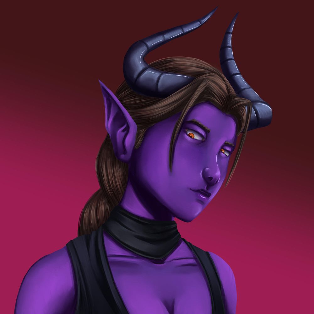 Tiefling woman with horns