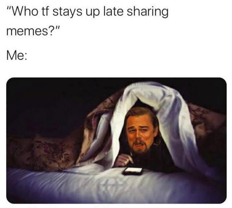 Leo DiCaprio hiding under blankets 