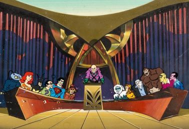 We see a drawing of the Legion of Doom