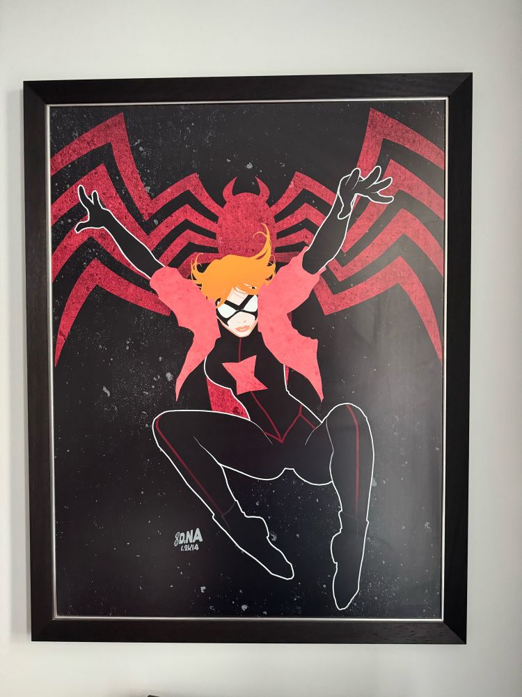 Illustration de Black Widow (Spider Woman) dans un cadre