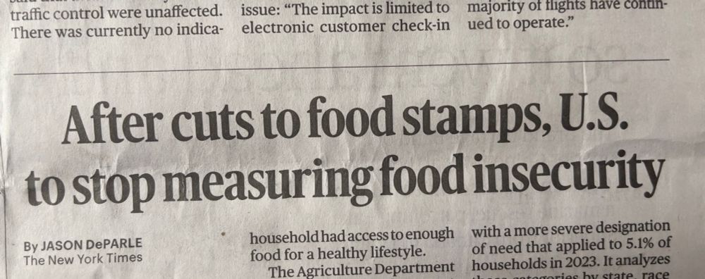 Us to stop measuring food security after cutting food stamps. 
