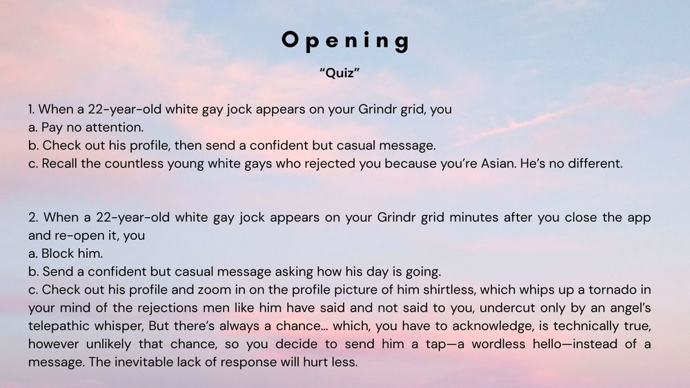 The first two opening paragraphs of House of Mirrors, a multiple-choice quiz