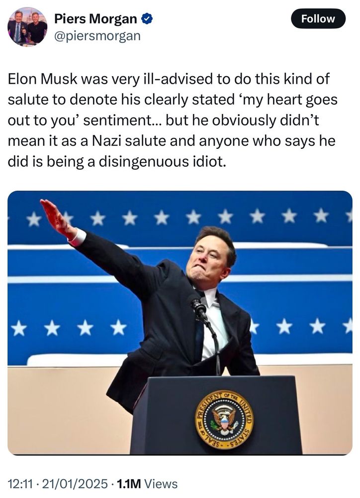 A Piers Morgan social media post trying to deny what billions have observed with our very eyes.