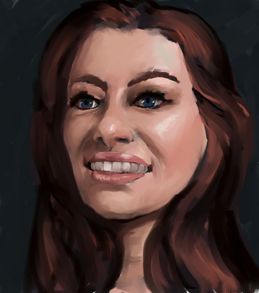 digital painting of a woman in 3/4 view