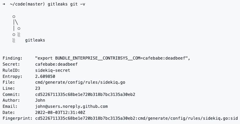 Exemple de Gitleaks