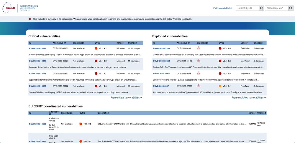 Homepage de l'euvd