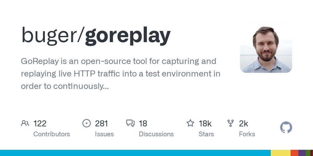 GitHub - buger/goreplay: GoReplay is an open-source tool for capturing and replaying live HTTP traffic into a test environment in order to continuously test your system with real data. It can be used to increase confidence in code deployments, configuration changes and infrastructure changes.