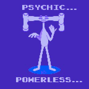 A tall humanoid creature with a head made out of weird cylindrical shapes intersecting with each other. The tagline: "Psychic... Powerless..."