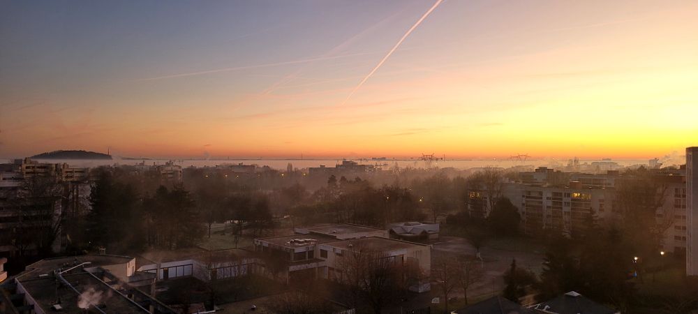 View from south west of Paris suburb with a lot of fog.