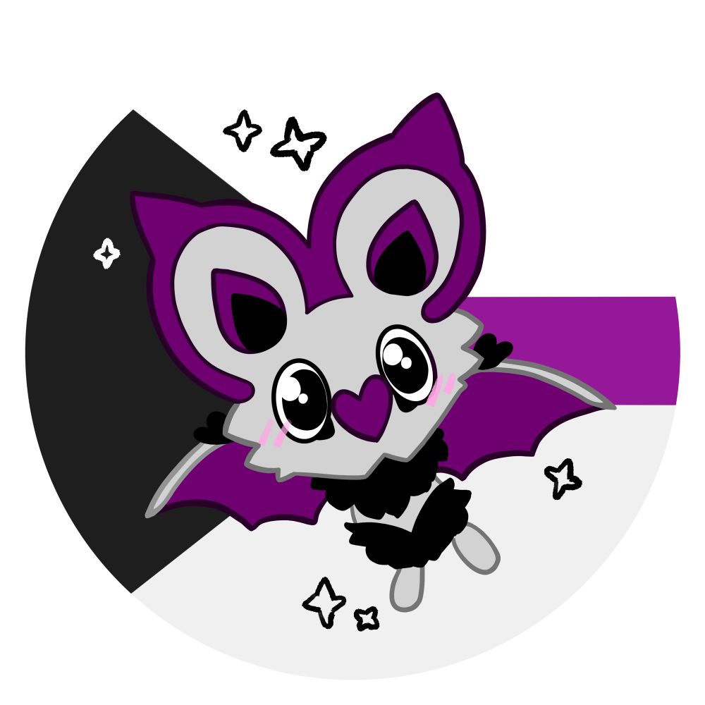The demisexual flag with a drawing of the Pokemon, noibat, over it.