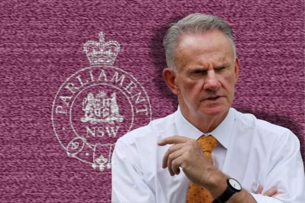 Latham in front of a NSW Parliament logo

Caption: Angry young man self-destructs into angry old man ... Mark Latham.

[From article]